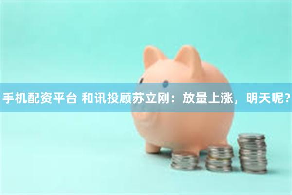 手机配资平台 和讯投顾苏立刚：放量上涨，明天呢？