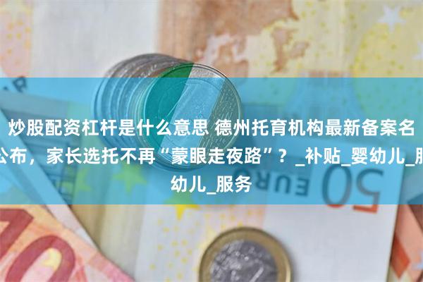 炒股配资杠杆是什么意思 德州托育机构最新备案名单公布，家长选托不再“蒙眼走夜路”？_补贴_婴幼儿_服务