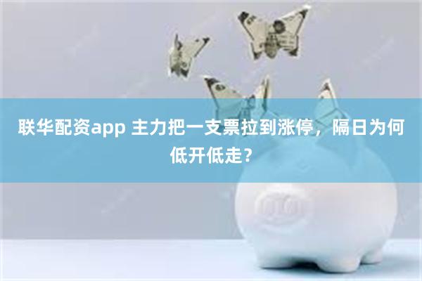 联华配资app 主力把一支票拉到涨停，隔日为何低开低走？